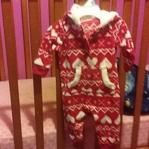 Fleece Red and White Hearts one piece